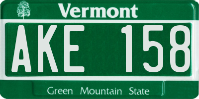 VT license plate AKE158
