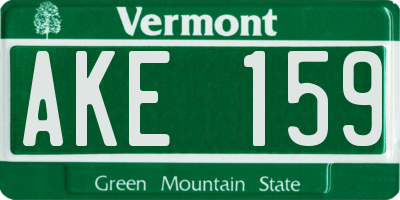 VT license plate AKE159