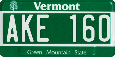 VT license plate AKE160