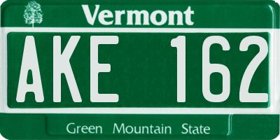 VT license plate AKE162