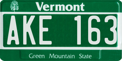 VT license plate AKE163
