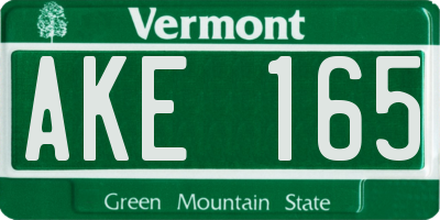 VT license plate AKE165
