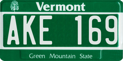 VT license plate AKE169