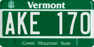 VT license plate AKE170