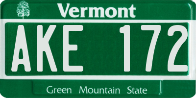 VT license plate AKE172