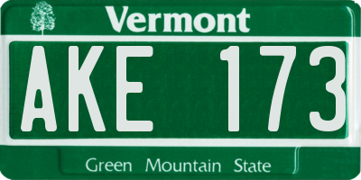 VT license plate AKE173