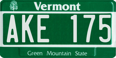 VT license plate AKE175