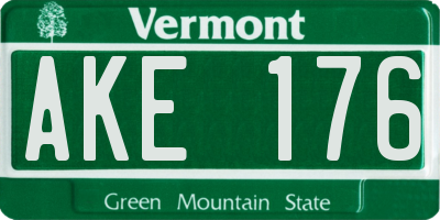 VT license plate AKE176