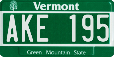 VT license plate AKE195