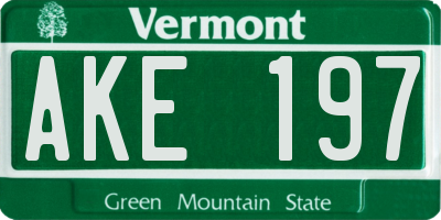 VT license plate AKE197
