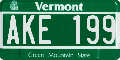 VT license plate AKE199