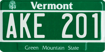VT license plate AKE201