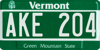 VT license plate AKE204