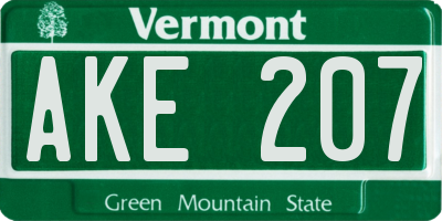 VT license plate AKE207
