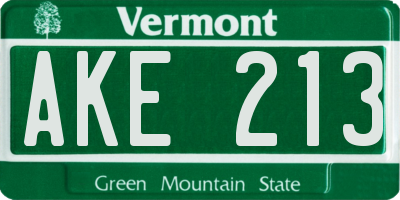 VT license plate AKE213