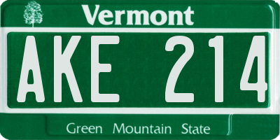 VT license plate AKE214