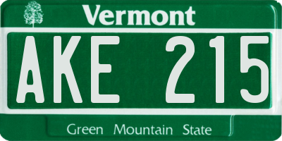 VT license plate AKE215