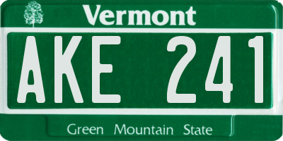 VT license plate AKE241