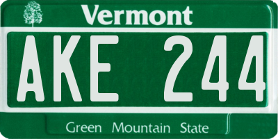 VT license plate AKE244