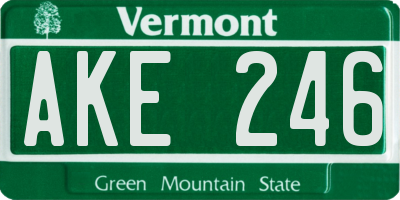 VT license plate AKE246