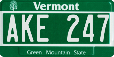VT license plate AKE247