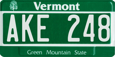 VT license plate AKE248