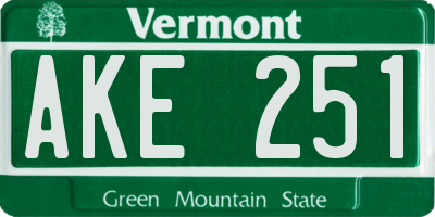 VT license plate AKE251