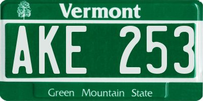 VT license plate AKE253