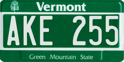 VT license plate AKE255