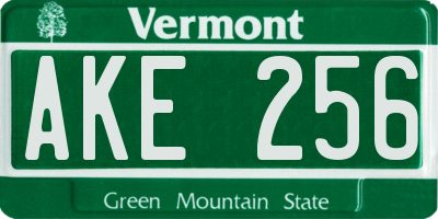 VT license plate AKE256