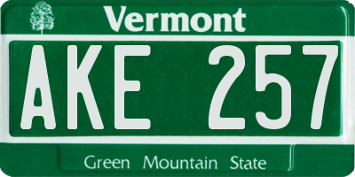 VT license plate AKE257