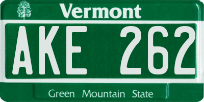 VT license plate AKE262
