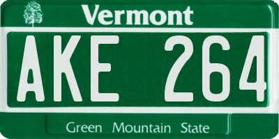 VT license plate AKE264