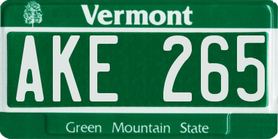 VT license plate AKE265