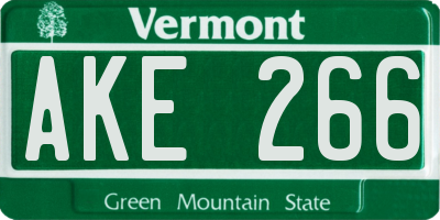 VT license plate AKE266