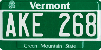 VT license plate AKE268