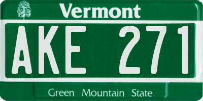 VT license plate AKE271