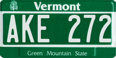 VT license plate AKE272
