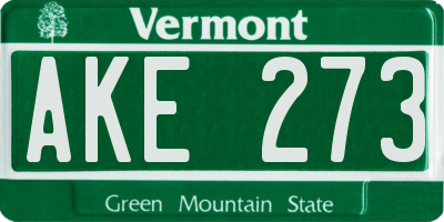 VT license plate AKE273
