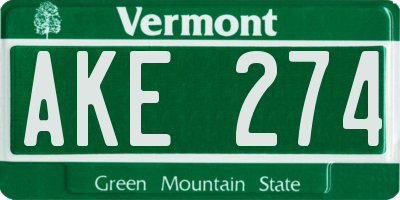 VT license plate AKE274