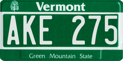 VT license plate AKE275