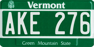 VT license plate AKE276