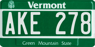 VT license plate AKE278