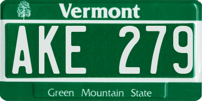 VT license plate AKE279