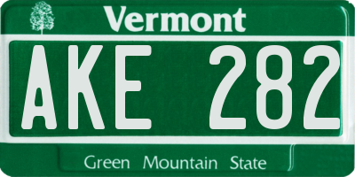 VT license plate AKE282