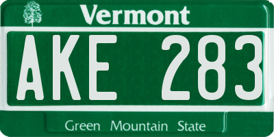 VT license plate AKE283
