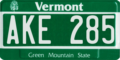 VT license plate AKE285