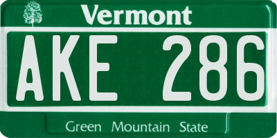 VT license plate AKE286