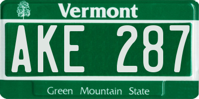 VT license plate AKE287