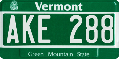 VT license plate AKE288